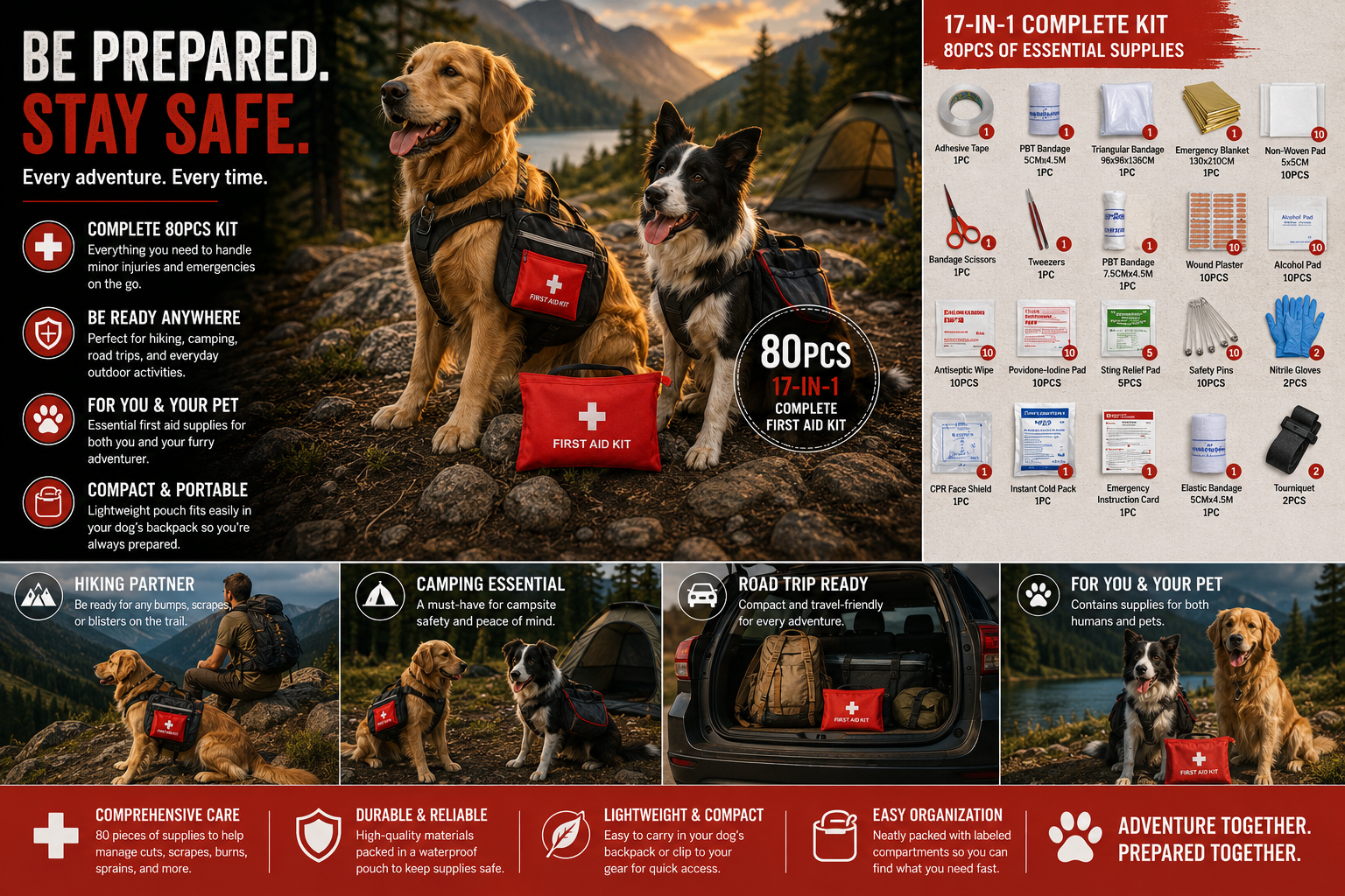 TrailAid™ Portable Pet & Adventure First Aid Kit