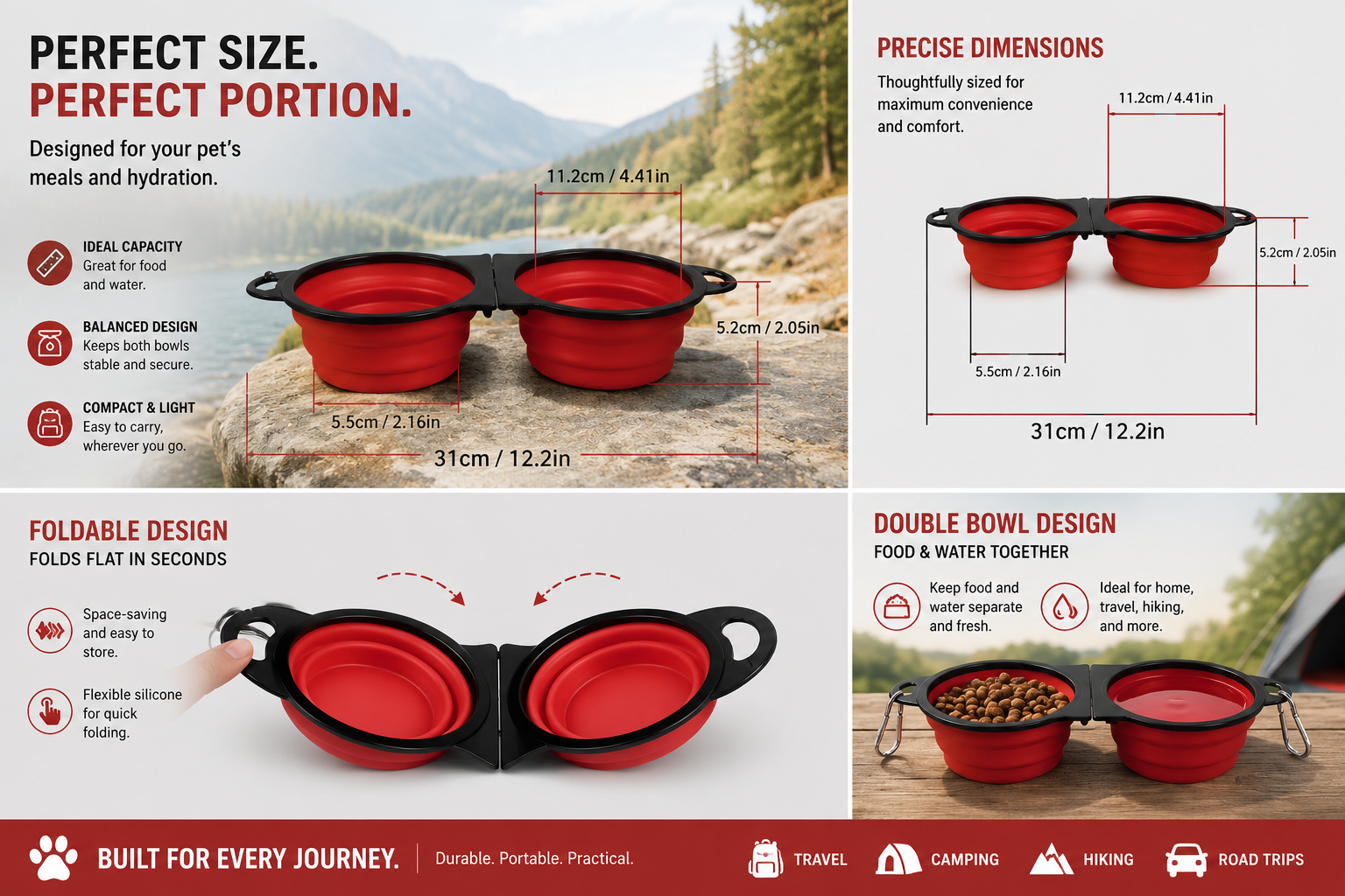 TrailBowl™ 2-in-1 Collapsible Travel Dog Bowl