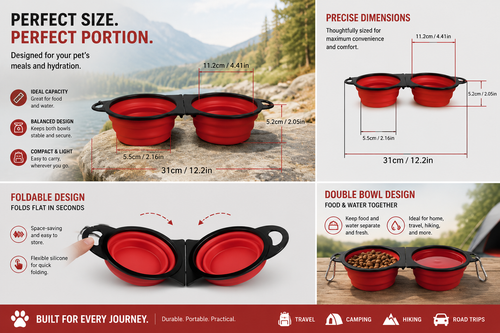 TrailBowl™ 2-in-1 Collapsible Travel Dog Bowl